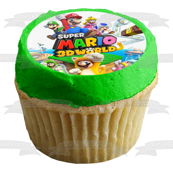 Super Mario 3D World Luigi Toad Princesa Peach Decoración comestible para tarta Imagen ABPID53945 