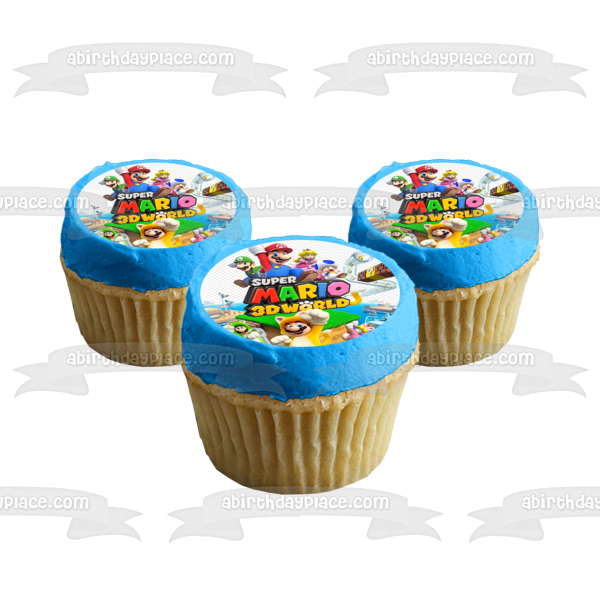 Super Mario 3D World Luigi Toad Princesa Peach Decoración comestible para tarta Imagen ABPID53945 