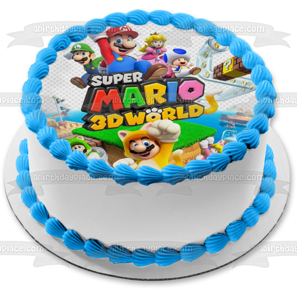 Super Mario 3D World Luigi Toad Princesa Peach Decoración comestible para tarta Imagen ABPID53945 