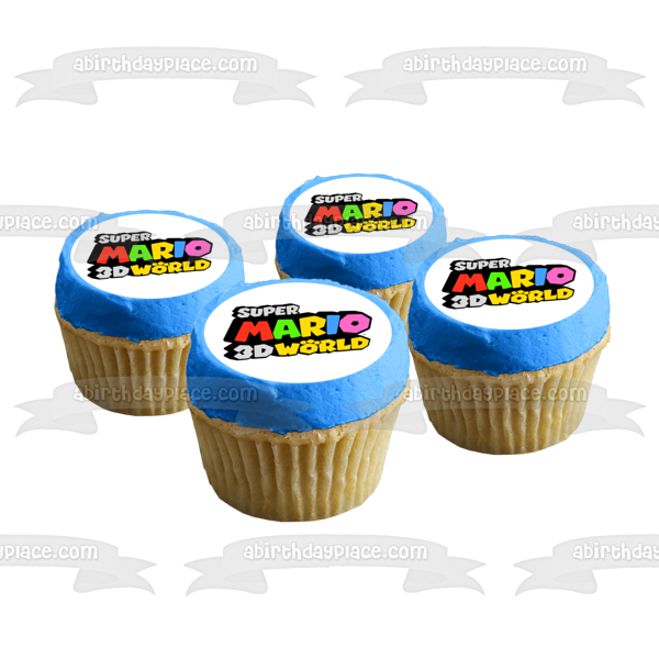 Imagen comestible para decoración de tarta con el logotipo mundial de Super Mario 3D ABPID53944 