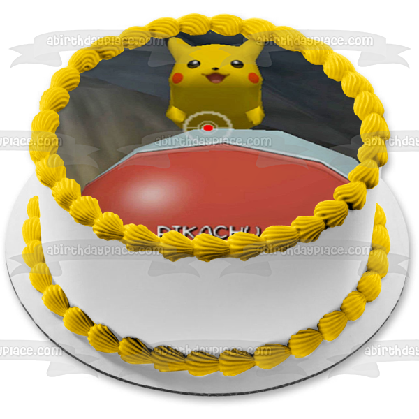 Pokemon Snap Pikachu Poke Ball Edible Cake Topper Image ABPID53957