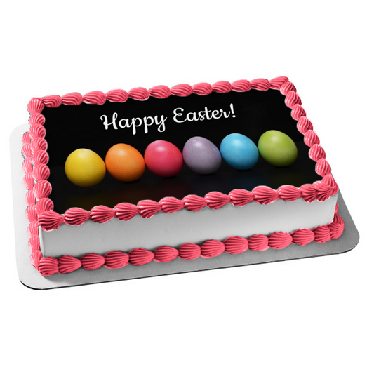 Feliz Pascua, coloridos huevos de Pascua, adorno comestible para tarta, imagen ABPID53743 