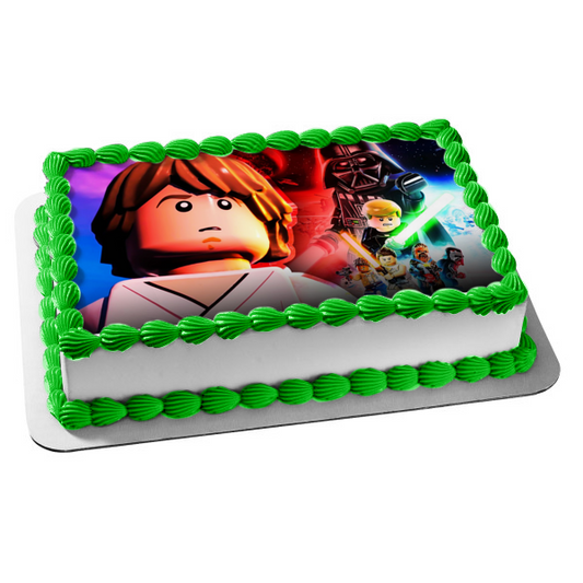 LEGO Star Wars: The Skywalker Saga Luke Skywalker Darth Vader Edible Cake Topper Image ABPID53990