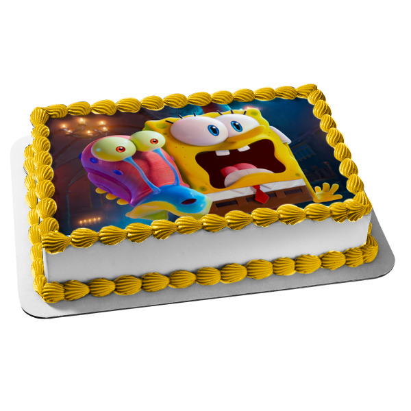 The Spongebob Movie: Sponge on the Run Spongebob Gary Edible Cake Topper Image ABPID54006