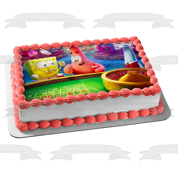 La película Bob Esponja: Esponja a la fuga Bob Esponja y Patricio en el Casino Imagen comestible para decoración de tarta ABPID54008 