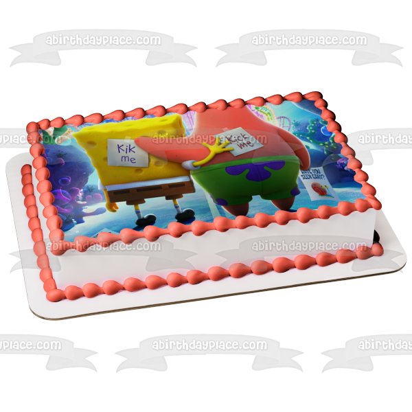 La película Bob Esponja: Esponja a la carrera Bob Esponja y Patricio patéame signos Imagen comestible para decoración de tarta ABPID54012 