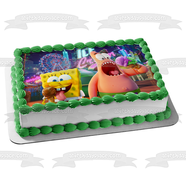 The SpongeBob Movie: Sponge on the Run SpongeBob and Patrick Eating Ice Cream Edible Cake Topper Image ABPID54010