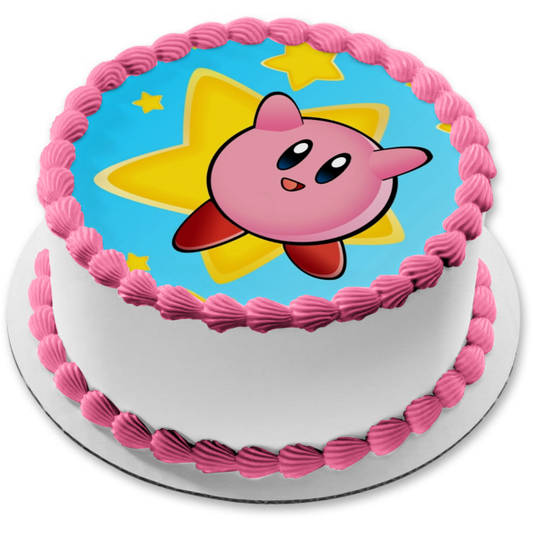 Kirby Super Star Videojuego Nintendo Edible Cake Topper Imagen ABPID09244 