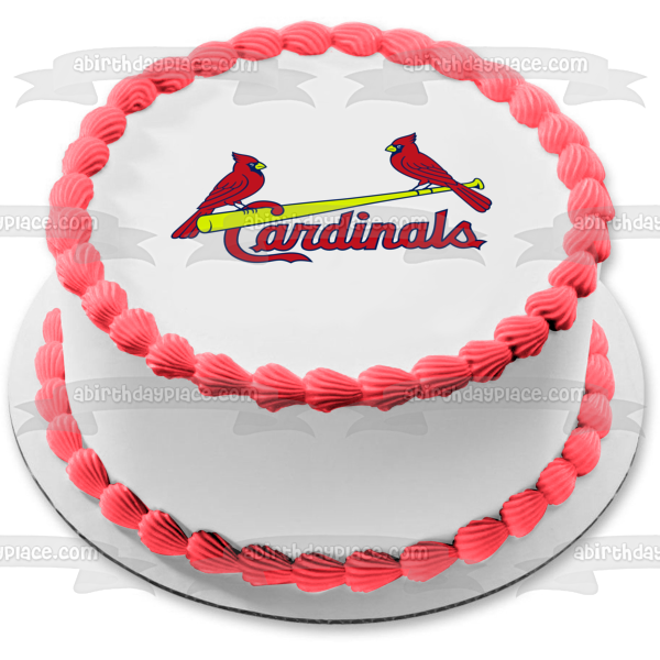 St. Louis Cardinals Logo Red Cardinals Bate de béisbol amarillo MLB Imagen comestible para tarta ABPID10487 