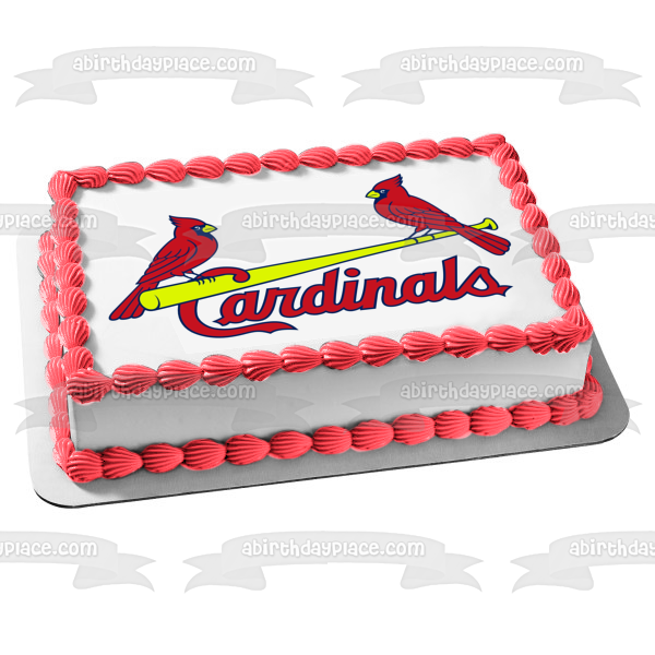 St. Louis Cardinals Logo Red Cardinals Bate de béisbol amarillo MLB Imagen comestible para tarta ABPID10487 