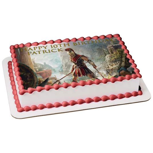 Assassins Creed Odyssey Spartan Edible Cake Topper Image ABPID52177