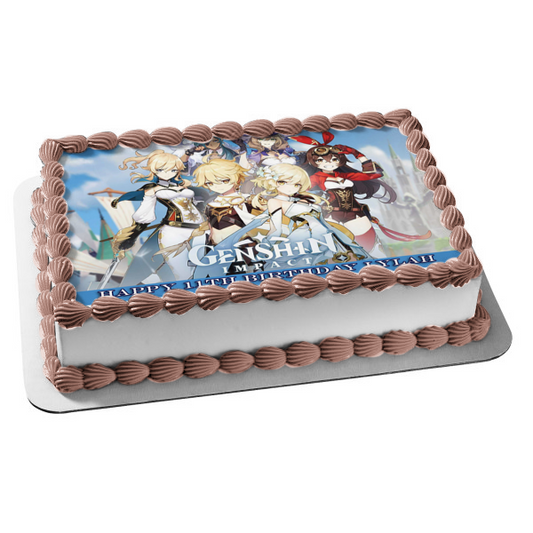 Genshin Impact Amber Barbara Jean Kaeya Videojuego RPG Póster comestible para tarta Imagen ABPID53454 