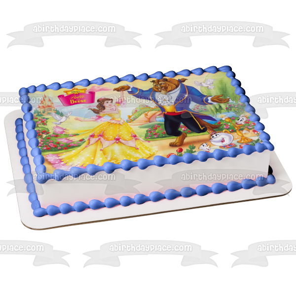 BELLE Beauty and the beast Edible cake topper Party image decoration