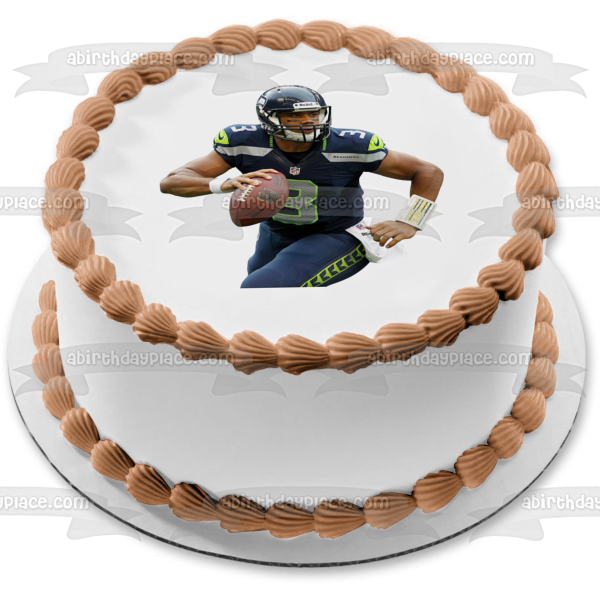 Seattle Seahawks NFL Russel Wilson - Decoración comestible para tarta de fútbol, ​​imagen ABPID09945 