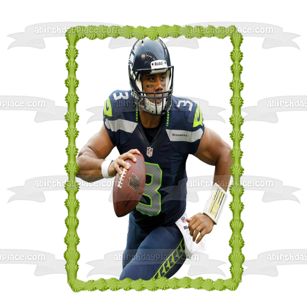 Seattle Seahawks NFL Russel Wilson - Decoración comestible para tarta de fútbol, ​​imagen ABPID09945 