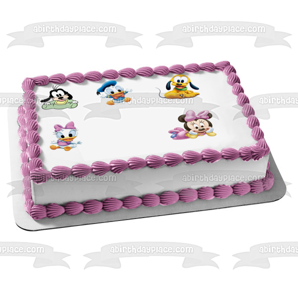 Disney Babies Goofy Plutón Pato Donald Daisy Duck Minnie Mouse Adorno comestible para tarta Imagen ABPID09998 