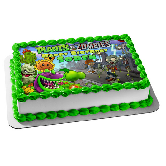 Plants Vs Zombies Popcap Sunflower and Chomper Edible Cake Topper Image ABPID04036