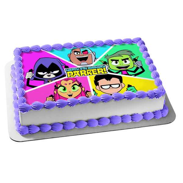 Teen Titans Go Beast Boy Starfire Robin Cyborg Raven 2 Imagen comestible para decoración de tarta ABPID05531 