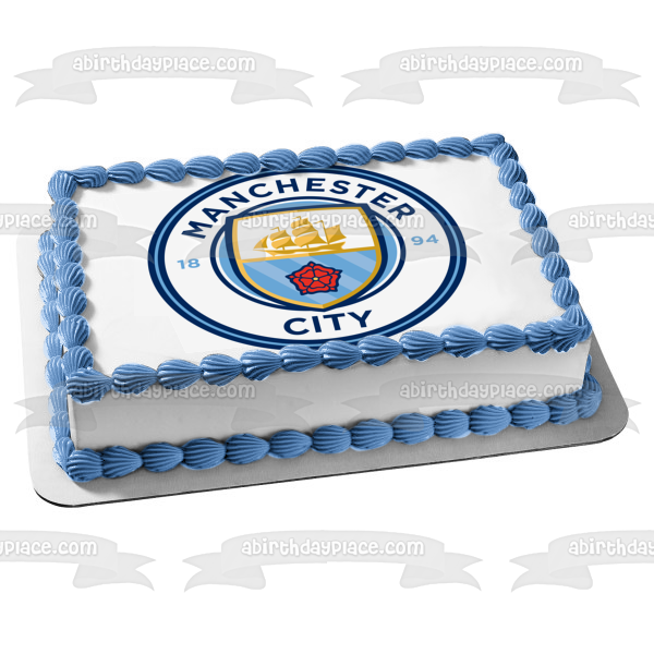 Manchester City Football Club Logo Soccer Edible Cake Topper Image ABPID21850