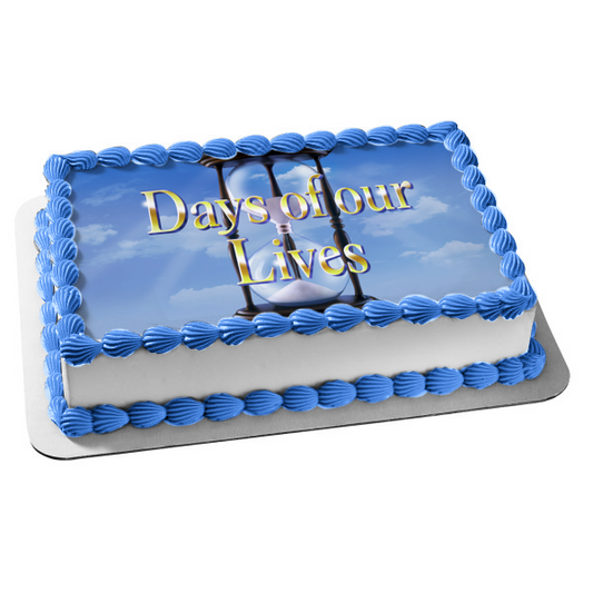 Days of Our Lives Hourglass Cloudy Sky Background Edible Cake Topper Image ABPID51252