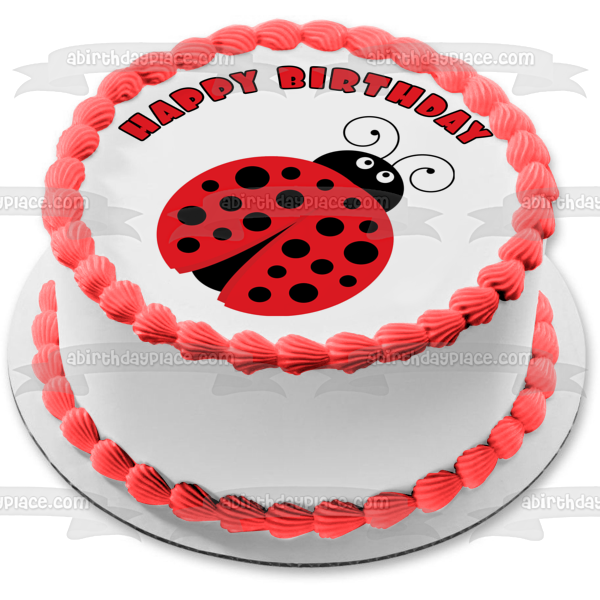 Adorno comestible para tarta con lunares rojos y negros de Lady Bug, imagen ABPID00212 