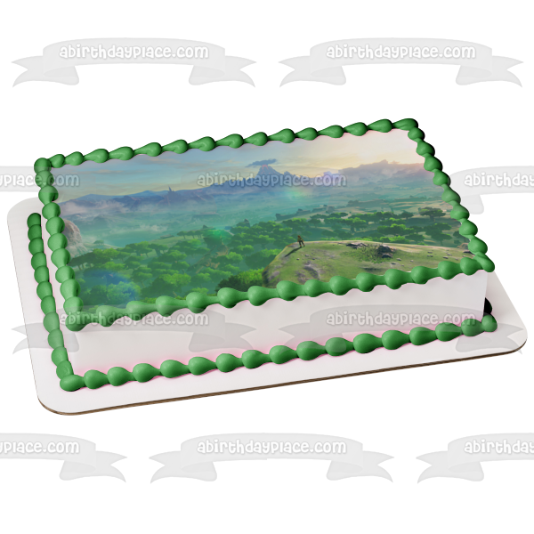 Decoración comestible para tarta con diseño del volcán Hyrule de The Legend of Zelda Breath of the Wild Link ABPID22358 