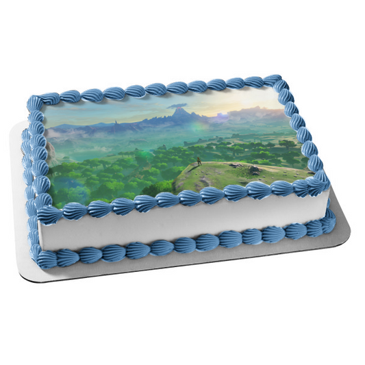 Decoración comestible para tarta con diseño del volcán Hyrule de The Legend of Zelda Breath of the Wild Link ABPID22358 