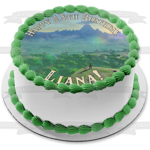 Decoración comestible para tarta con diseño del volcán Hyrule de The Legend of Zelda Breath of the Wild Link ABPID22358 