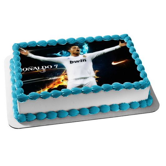 Cristiano Ronaldo Italian Club Juventus Professional Footballer Edible Cake Topper Image ABPID10013