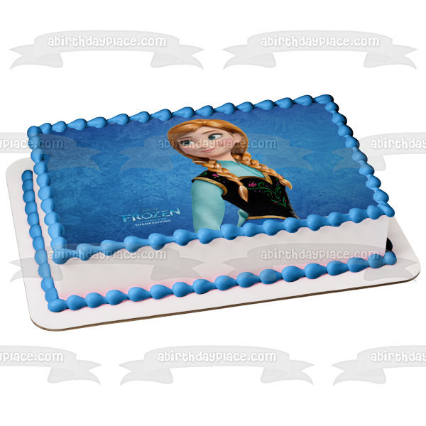 Imagen comestible para decoración de tarta con fondo azul de Frozen Anna de Disney ABPID10054 