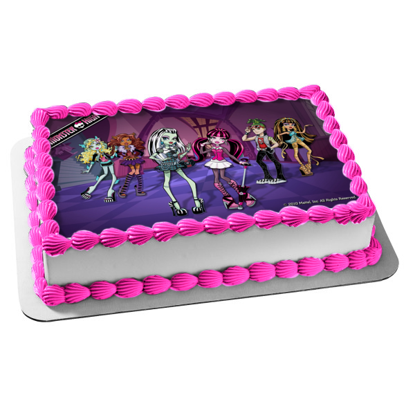 Mattel Monster High Frankie Stein Draculaura Clawdeen Wolf Cleo De Nile Lagoona Azul Adorno comestible para tarta Imagen ABPID09289 