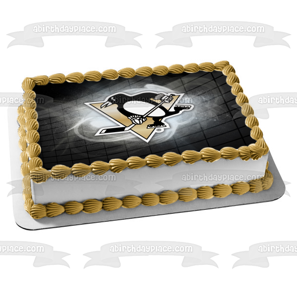 Pittsburgh Penguins Logo Sports Professional Ice Hockey Team Pittsburgh Pennsylvania Metropolitan Division Eastern Conference National Hockey League NHL Edible Cake Topper Image ABPID09290