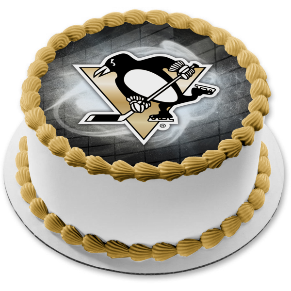 Pittsburgh Penguins Logo Sports Professional Ice Hockey Team Pittsburgh Pennsylvania Metropolitan Division Eastern Conference National Hockey League NHL Edible Cake Topper Image ABPID09290