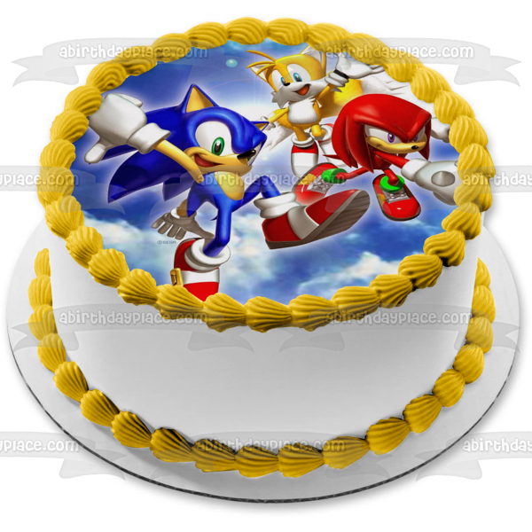 Sonic the Hedgehog Sega Videojuego Tails Knuckles Imagen comestible para decoración de tarta ABPID09292 