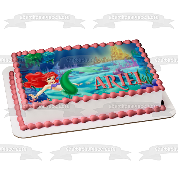 Disney Princes Ariel the Little Mermaid Swimming Edible Cake Topper Image ABPID09295