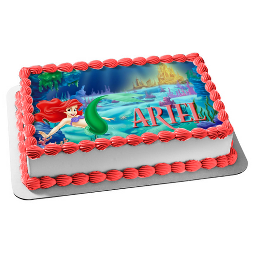 Imagen de decoración comestible para tarta de los Príncipes de Disney, Ariel, la Sirenita, nadando, ABPID09295 