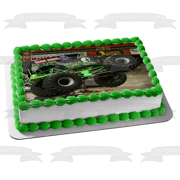 Monster Trucks Grave Digger Aplastando Coches Imagen comestible para tarta ABPID09296 