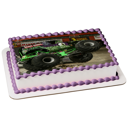 Monster Trucks Grave Digger Aplastando Coches Imagen comestible para tarta ABPID09296 