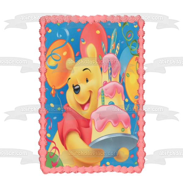 Disney Winnie the Pooh Pooh Bear Cake Balloons Edible Cake Topper Image ABPID09299