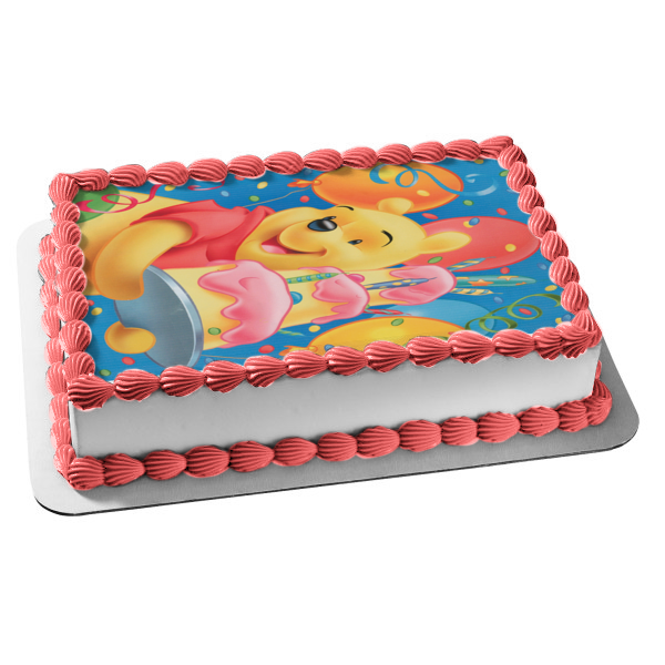 Disney Winnie the Pooh Pooh Bear Cake Balloons Edible Cake Topper Image ABPID09299