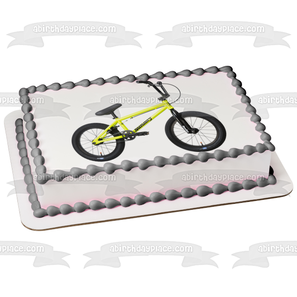 Yellow and Black Bicycle Edible Cake Topper Image ABPID09371