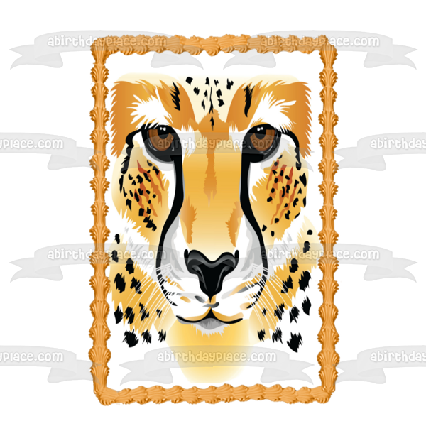 Cheetah Face Edible Cake Topper Image ABPID10575