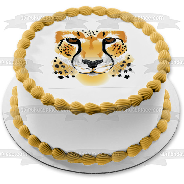 Cheetah Face Edible Cake Topper Image ABPID10575