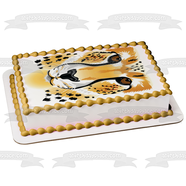 Cheetah Face Edible Cake Topper Image ABPID10575