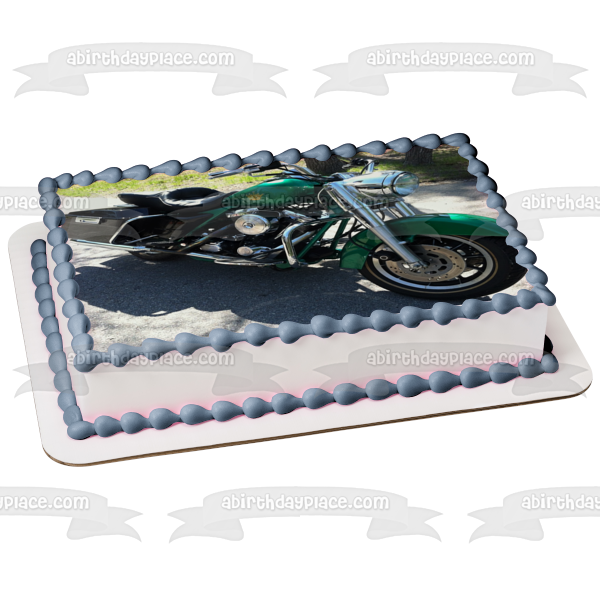 Imagen comestible para decoración de tarta de motocicleta verde ABPID10613 