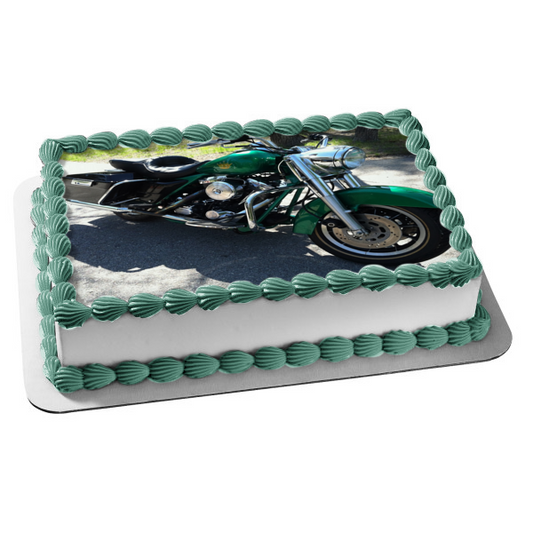 Imagen comestible para decoración de tarta de motocicleta verde ABPID10613 