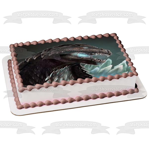 Godzilla Black Background Edible Cake Topper Image ABPID10351