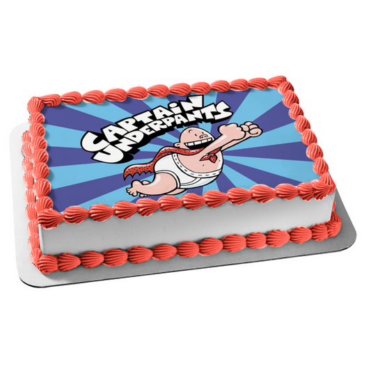 Captain Underpants Flying Blue Background Edible Cake Topper Image ABPID10666