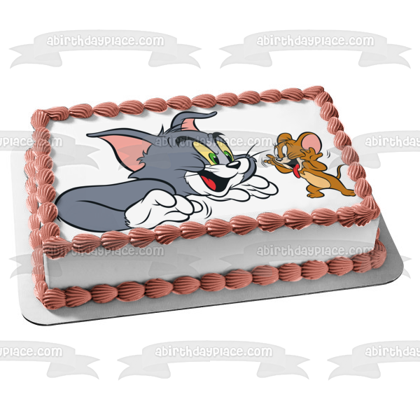 Imagen comestible para decoración de tarta de Tom y Jerry riendo ABPID10429 