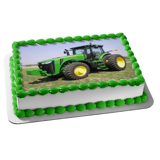 John Deere Tractor Fondo de cielo azul Imagen comestible para decoración de tarta ABPID10707 